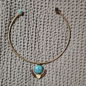 Chico’s Gold Tone Turquoise Statement Collar Necklace